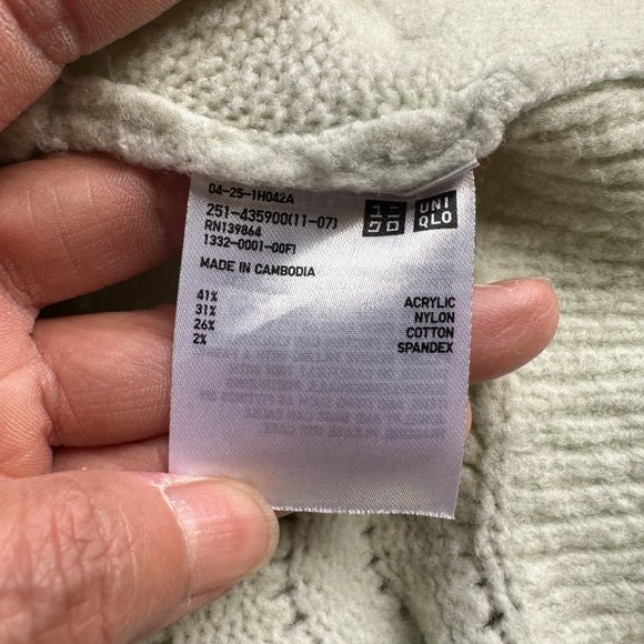 Uniqlo Light Soufflle Yarn Pointelle Crew Neck Long Sleeve Sweater Mint Color XS - Picture 6 of 7